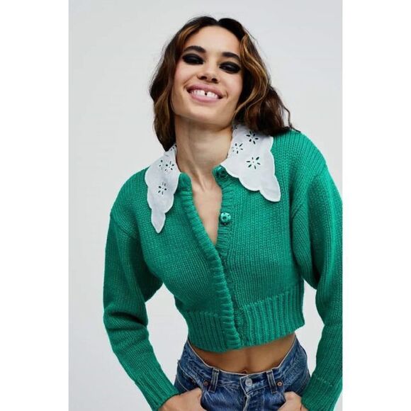 NWOT For Love & Lemons Stacy Cropped Cardigan - Picture 1 of 5